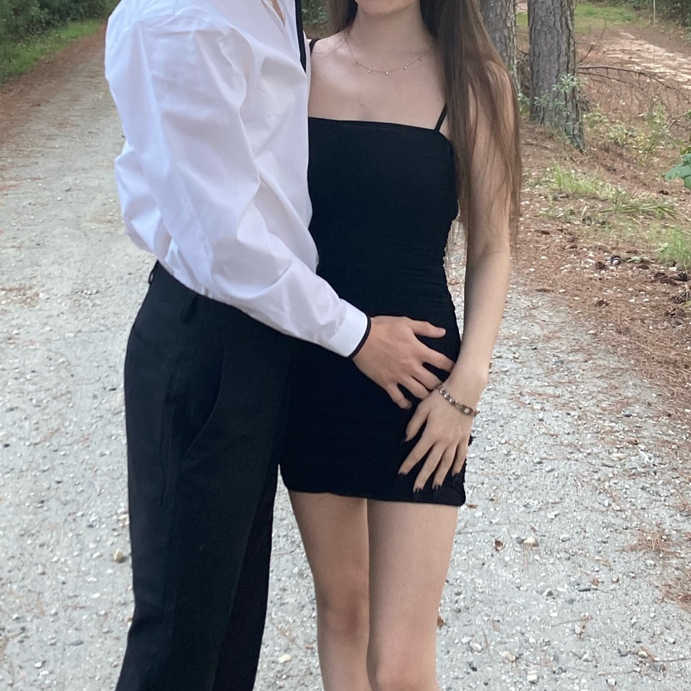 black mini dress
